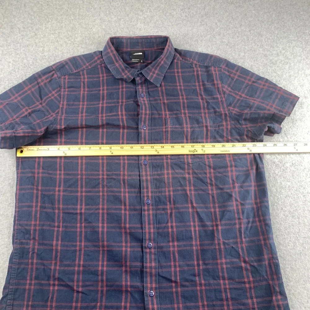 The North Face Button Up Shirt Mens XL Navy Blue Red Plaid Short Sleeve Hiking